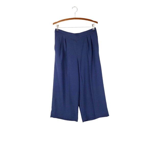J Crew Cropped Wide Leg Pull On Pants in Navy 365 Crepe H6602 Size 10P - Picture 1 of 7